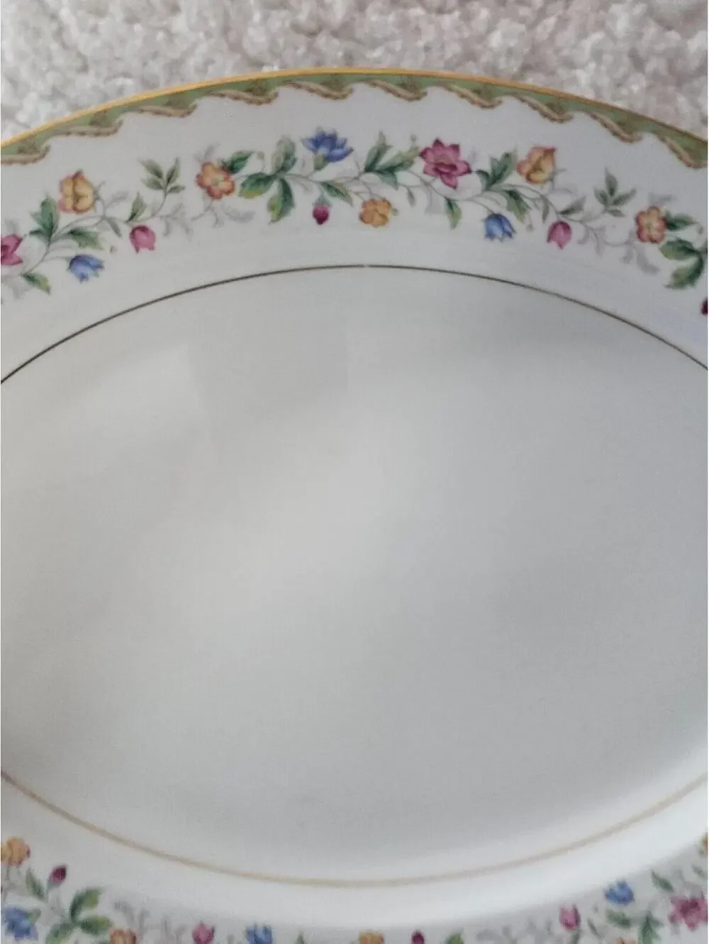 Vintage Noritake Elmhurst Platter Oval Floral Ceramic Porcelain Gold Trim 16.5" - Picture 3 of 13